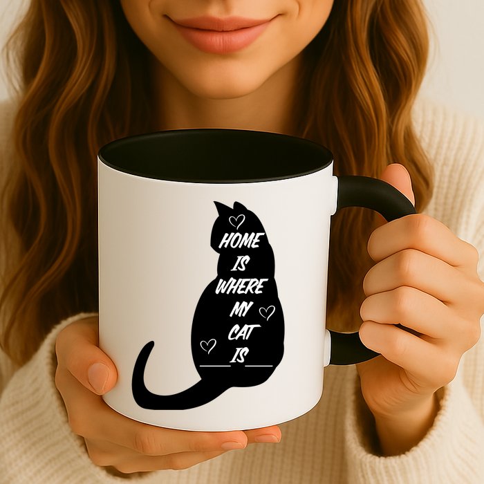 Home Is Where My Cat Is Funny Mug