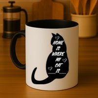 Home Is Where My Cat Is Funny Mug