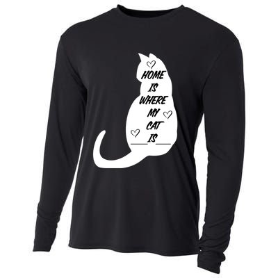 Home Is Where My Cat Is Funny Cooling Performance Long Sleeve Crew