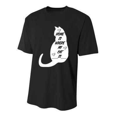 Home Is Where My Cat Is Funny Youth Performance Sprint T-Shirt