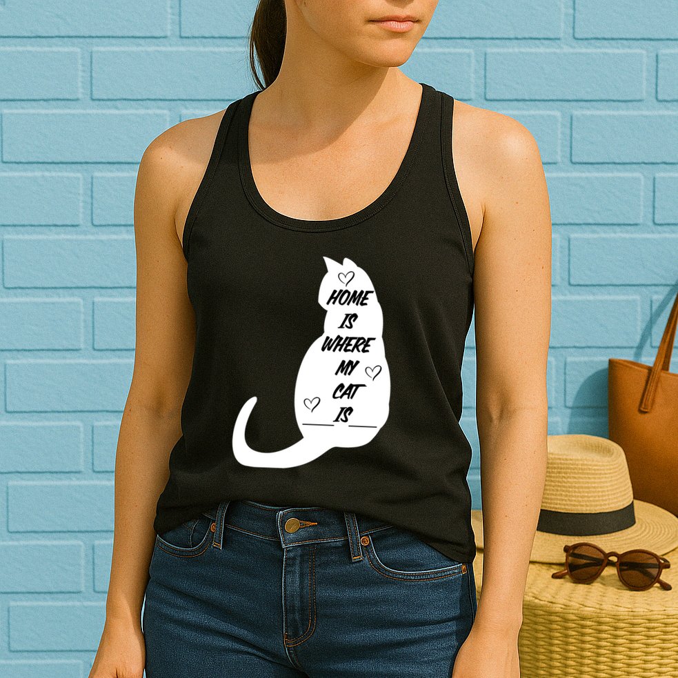 Home Is Where My Cat Is Funny Womens Tank Top