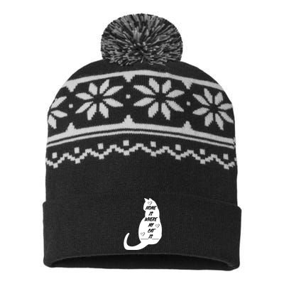 Home Is Where My Cat Is Funny USA-Made Snowflake Beanie