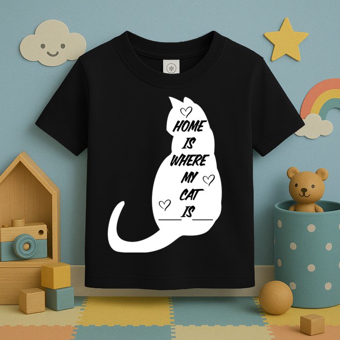 Home Is Where My Cat Is Funny Toddler T-Shirt
