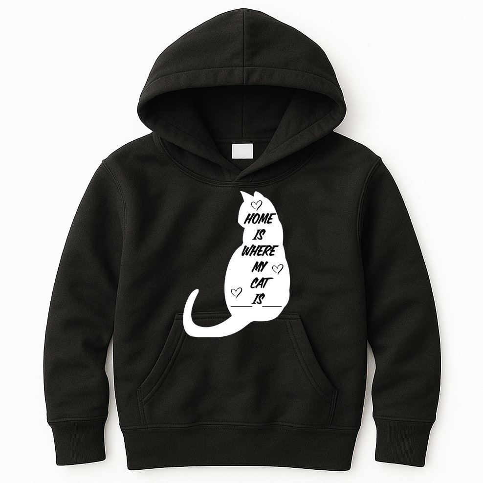 Home Is Where My Cat Is Funny Kids Hoodie