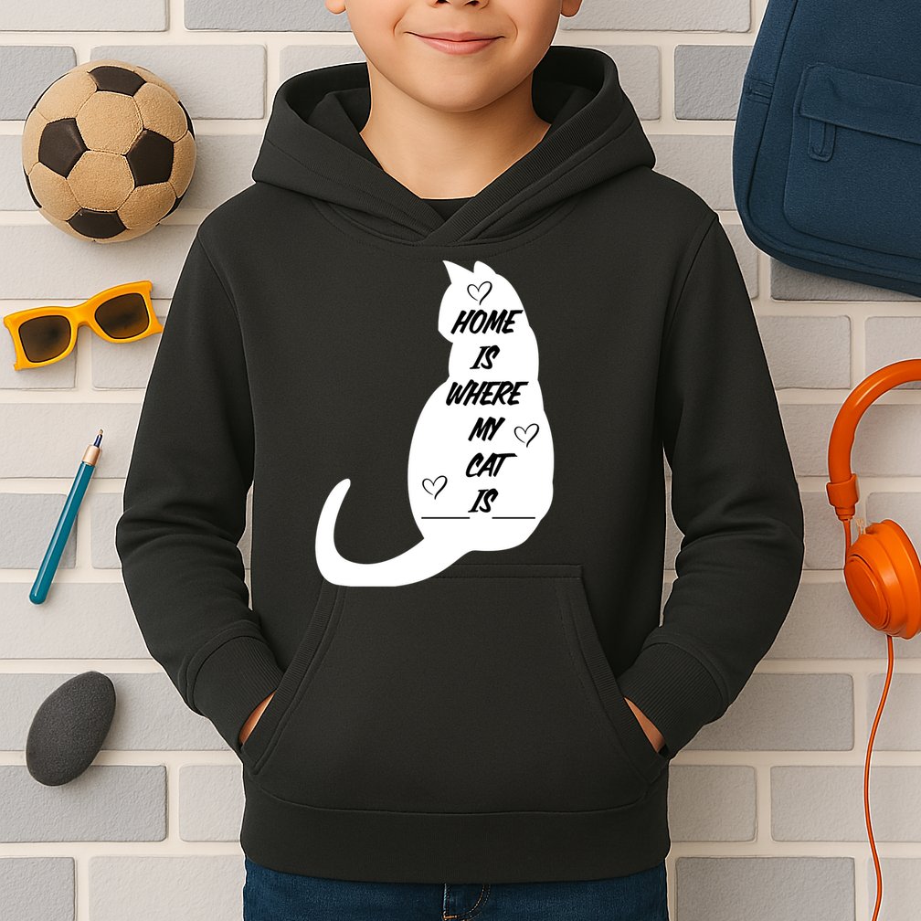 Home Is Where My Cat Is Funny Kids Hoodie