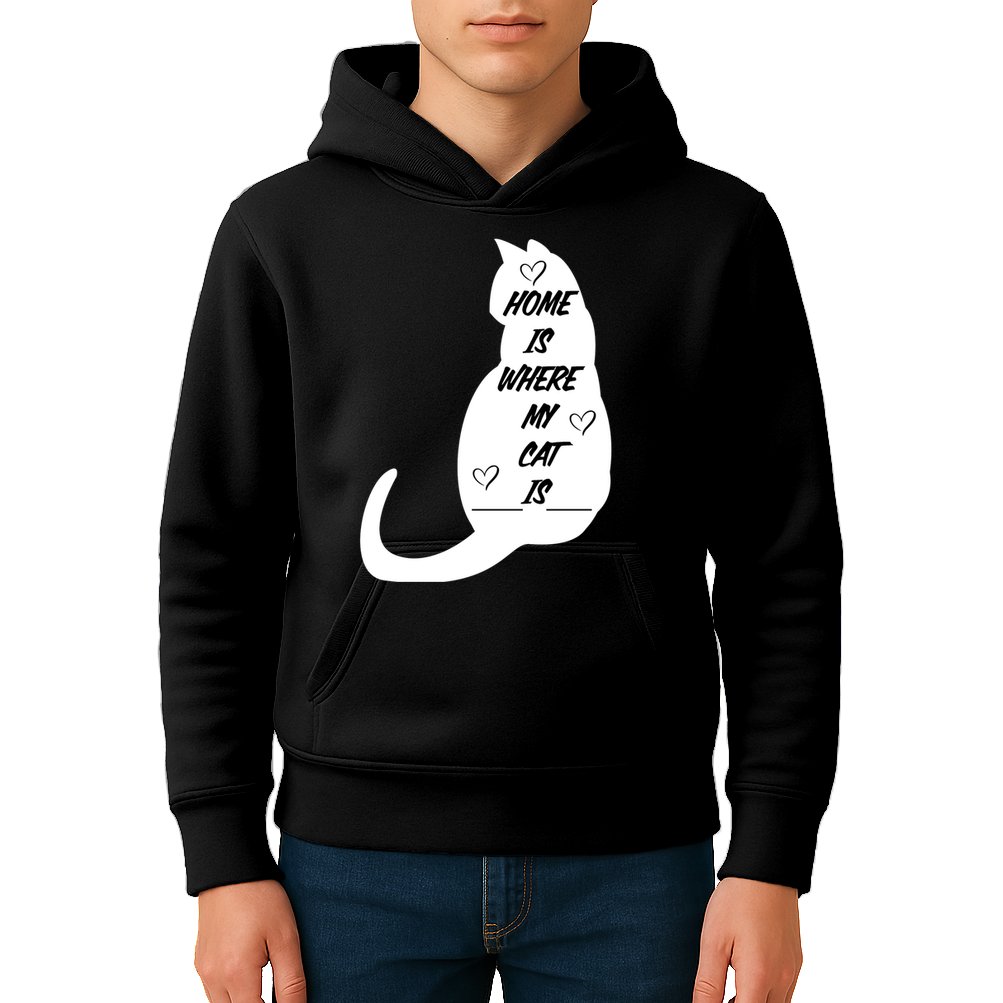 Home Is Where My Cat Is Funny Kids Hoodie