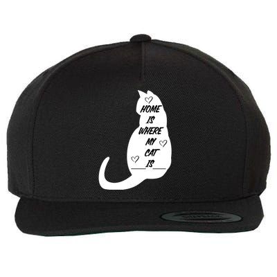 Home Is Where My Cat Is Funny Wool Snapback Cap