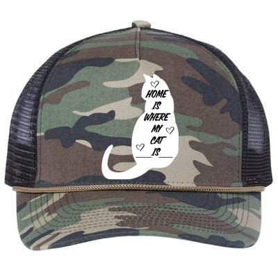 Home Is Where My Cat Is Funny Retro Rope Trucker Hat Cap