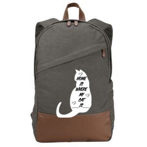 Home Is Where My Cat Is Funny Cotton Canvas Backpack