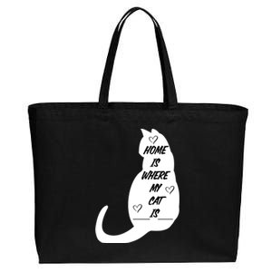 Home Is Where My Cat Is Funny Cotton Canvas Jumbo Tote