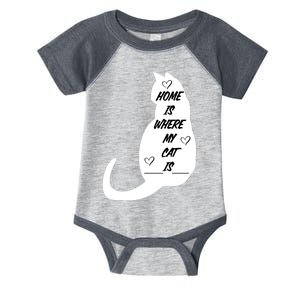 Home Is Where My Cat Is Funny Infant Baby Jersey Bodysuit