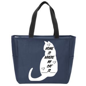 Home Is Where My Cat Is Funny Zip Tote Bag