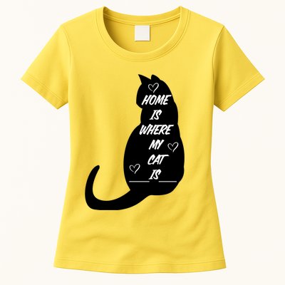Home Is Where My Cat Is Funny Womens T-Shirt