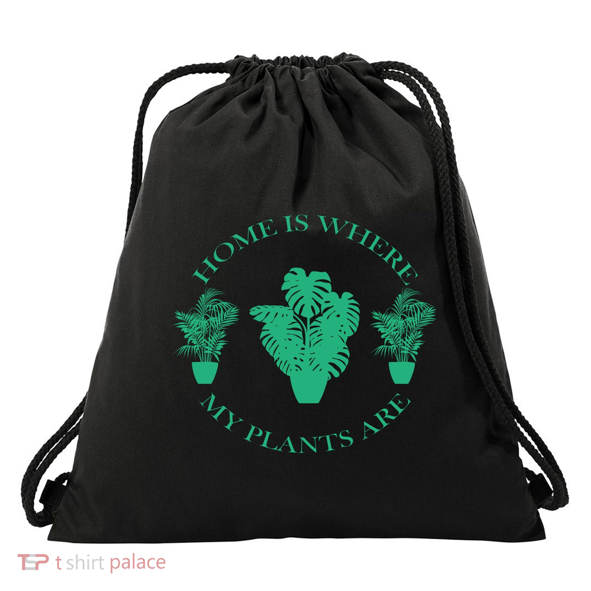 Home Is Where My Plants Are Funny Medical Marijuana Drawstring Bag