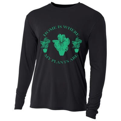 Home Is Where My Plants Are Funny Medical Marijuana Cooling Performance Long Sleeve Crew