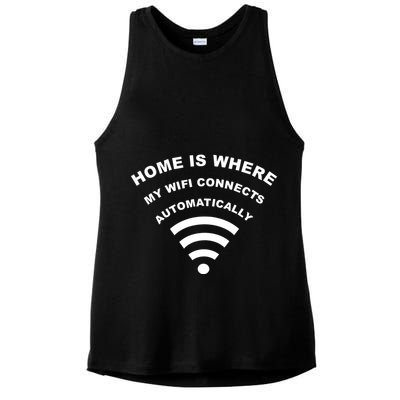 Home is Where My Wifi Connects Automatically Ladies PosiCharge Tri-Blend Wicking Tank