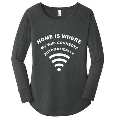 Home is Where My Wifi Connects Automatically Women's Perfect Tri Tunic Long Sleeve Shirt