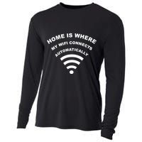 Home is Where My Wifi Connects Automatically Cooling Performance Long Sleeve Crew