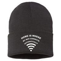 Home is Where My Wifi Connects Automatically Sustainable Knit Beanie
