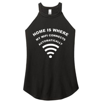 Home is Where My Wifi Connects Automatically Women's Perfect Tri Rocker Tank