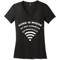 Home is Where My Wifi Connects Automatically Women's V-Neck T-Shirt