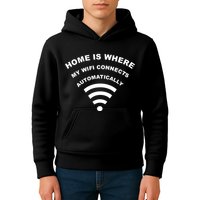 Home is Where My Wifi Connects Automatically Kids Hoodie