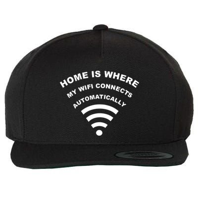 Home is Where My Wifi Connects Automatically Wool Snapback Cap