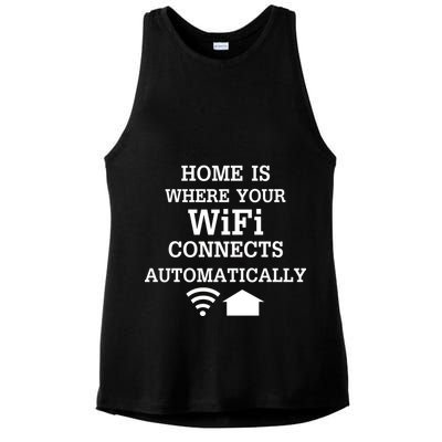 Home Is Where Wifi Connects Automatically Ladies PosiCharge Tri-Blend Wicking Tank