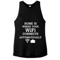 Home Is Where Wifi Connects Automatically Ladies PosiCharge Tri-Blend Wicking Tank