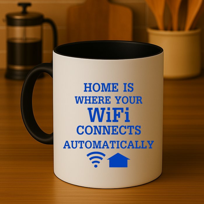 Home Is Where Wifi Connects Automatically Mug