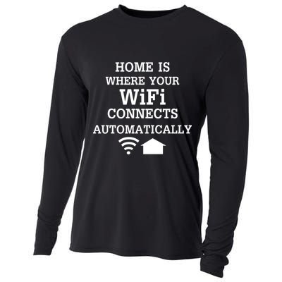 Home Is Where Wifi Connects Automatically Cooling Performance Long Sleeve Crew