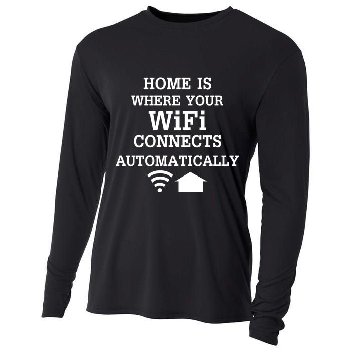 Home Is Where Wifi Connects Automatically Cooling Performance Long Sleeve Crew
