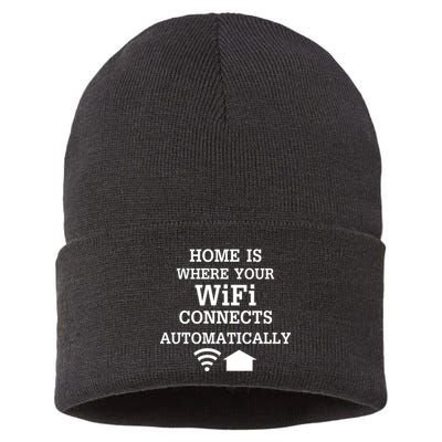 Home Is Where Wifi Connects Automatically Sustainable Knit Beanie