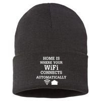 Home Is Where Wifi Connects Automatically Sustainable Knit Beanie
