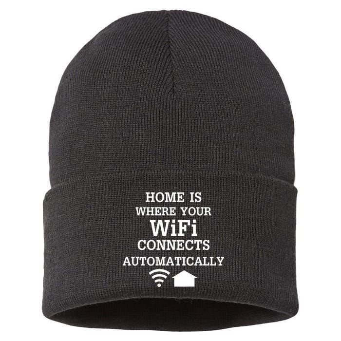Home Is Where Wifi Connects Automatically Sustainable Knit Beanie