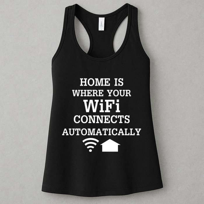 Home Is Where Wifi Connects Automatically Womens Tank Top