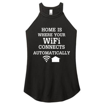 Home Is Where Wifi Connects Automatically Women's Perfect Tri Rocker Tank