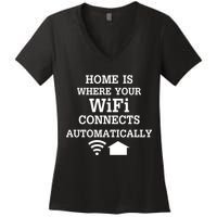 Home Is Where Wifi Connects Automatically Women's V-Neck T-Shirt