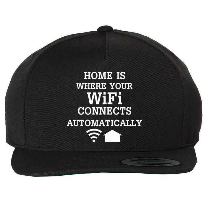 Home Is Where Wifi Connects Automatically Wool Snapback Cap