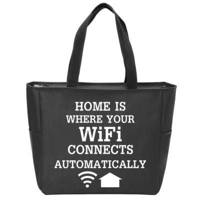 Home Is Where Wifi Connects Automatically Zip Tote Bag
