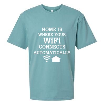 Home Is Where Wifi Connects Automatically Sueded Cloud Jersey T-Shirt