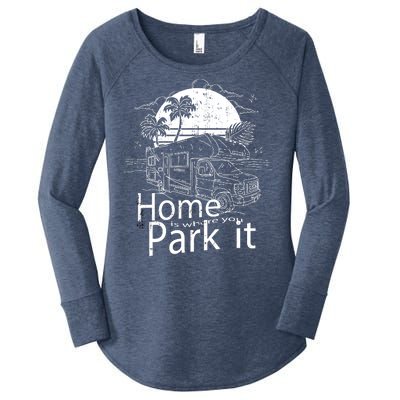 Home Is Where You Park It Women's Perfect Tri Tunic Long Sleeve Shirt