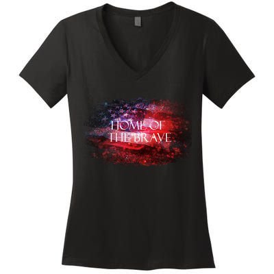 Home Of The Brave Women's V-Neck T-Shirt