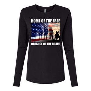 Home Of The Free Because Of The Brave Womens Cotton Relaxed Long Sleeve T-Shirt