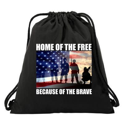 Home Of The Free Because Of The Brave Drawstring Bag