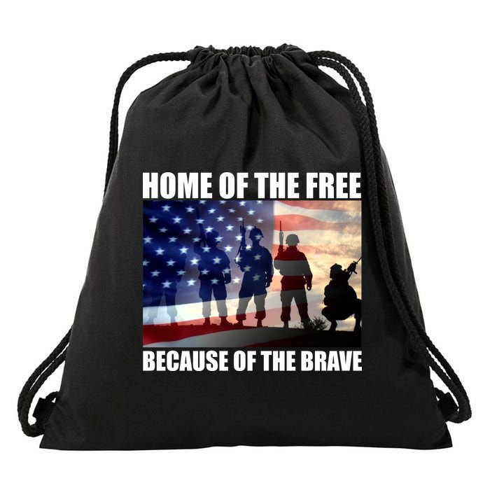 Home Of The Free Because Of The Brave Drawstring Bag