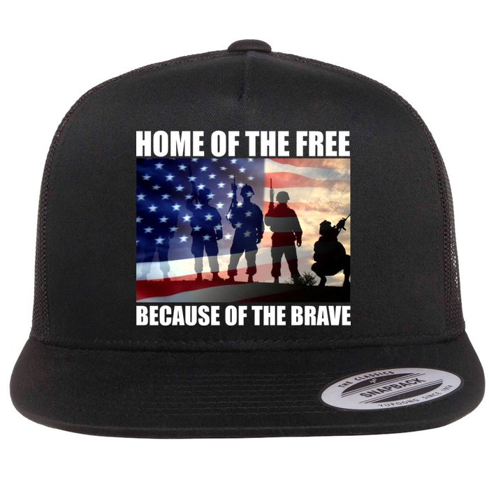 Home Of The Free Because Of The Brave Flat Bill Trucker Hat