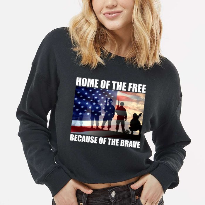 Home Of The Free Because Of The Brave Cropped Pullover Crew