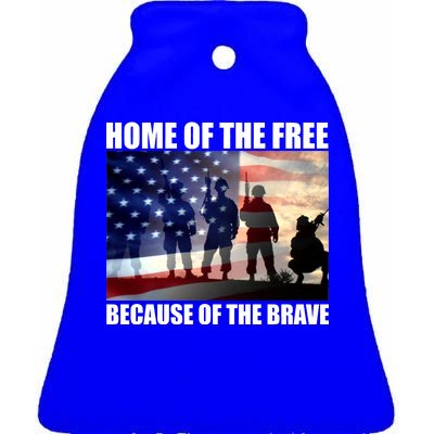 Home Of The Free Because Of The Brave Ceramic Bell Ornament