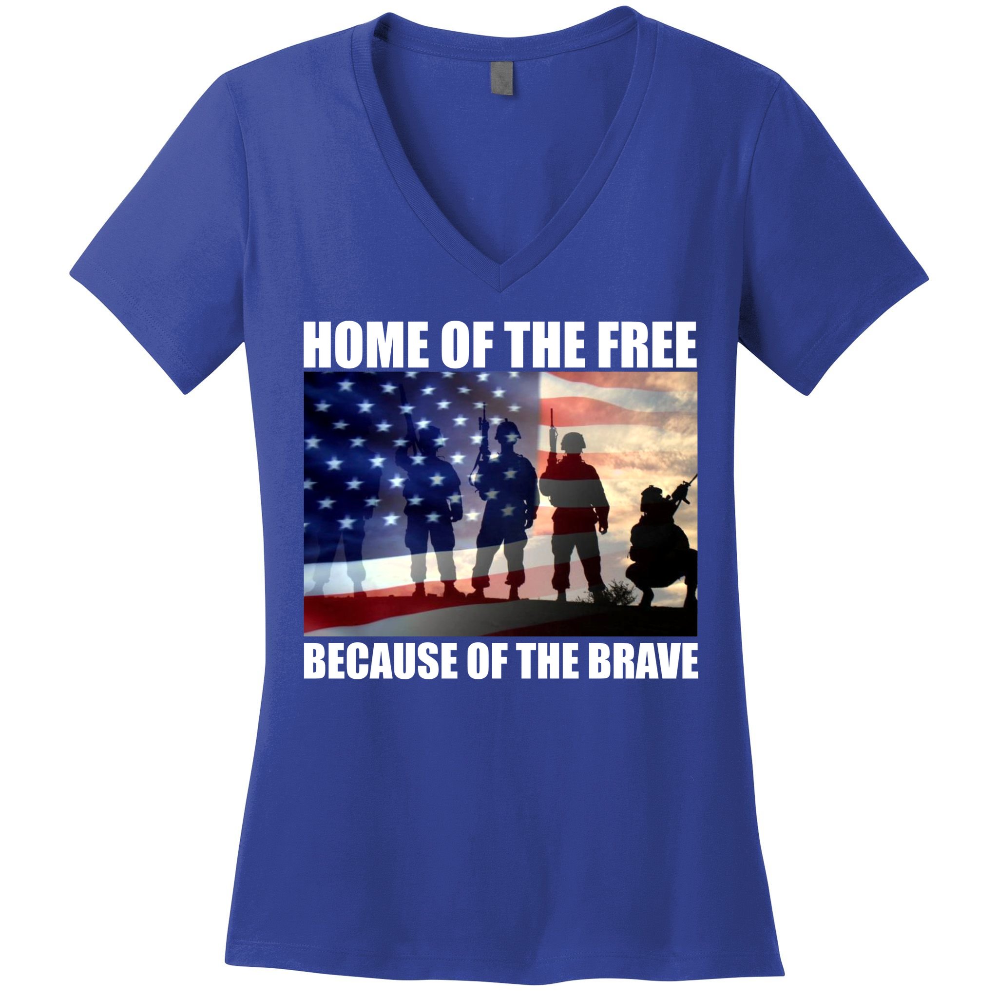 Home Of The Free Because Of The Brave Women's V-Neck T-Shirt